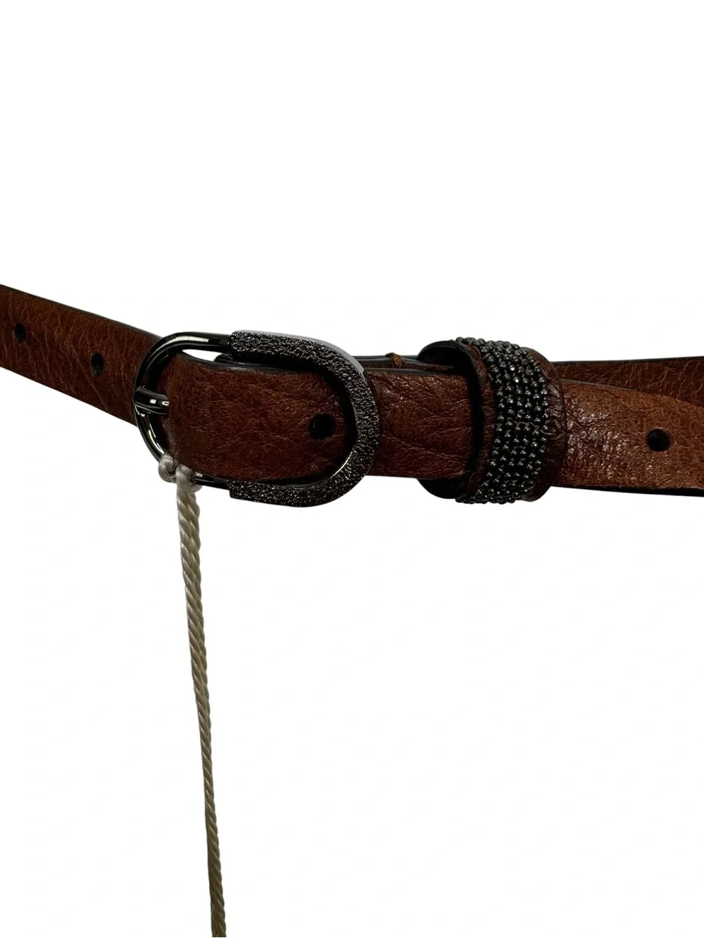NEW Brunello Cucinelli Thin Leather Belt Brown Size Small